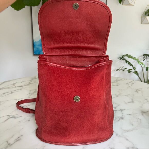 Coach Vintage Berkeley Convertible Backpack 9016 Red Leather and Suede Ruff Out main image 10